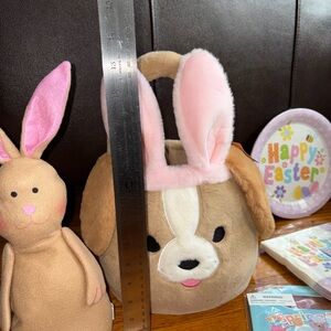 Easter Plush Basket Dog With Bunny Ears Set